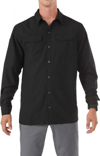 Freedom Flex Woven Long Sleeve Shirt (Black)